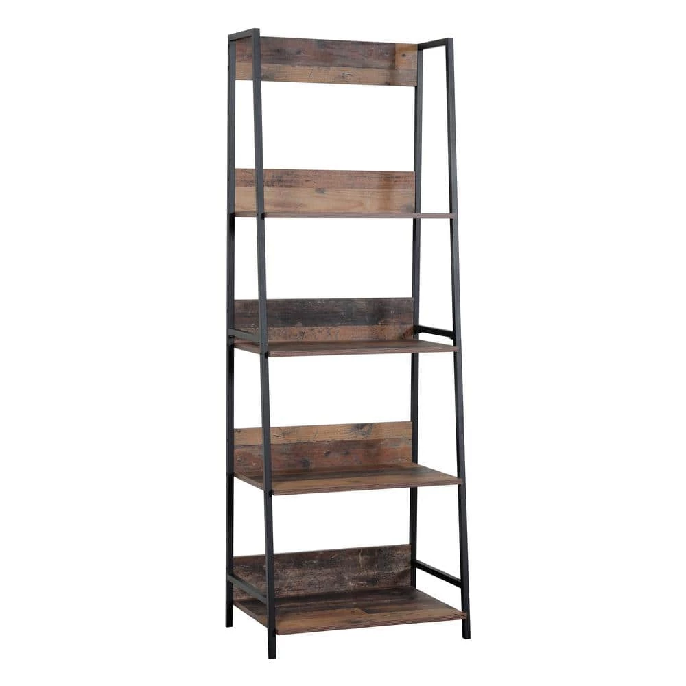 71 in. Planked Knotty Pine Wood 4-shelf Ladder Bookcase with Open Back by OS Home and Office Furniture 3 71 in. Planked Knotty Pine Wood 4-shelf Ladder Bookcase with Open Back by OS Home and Office Furniture