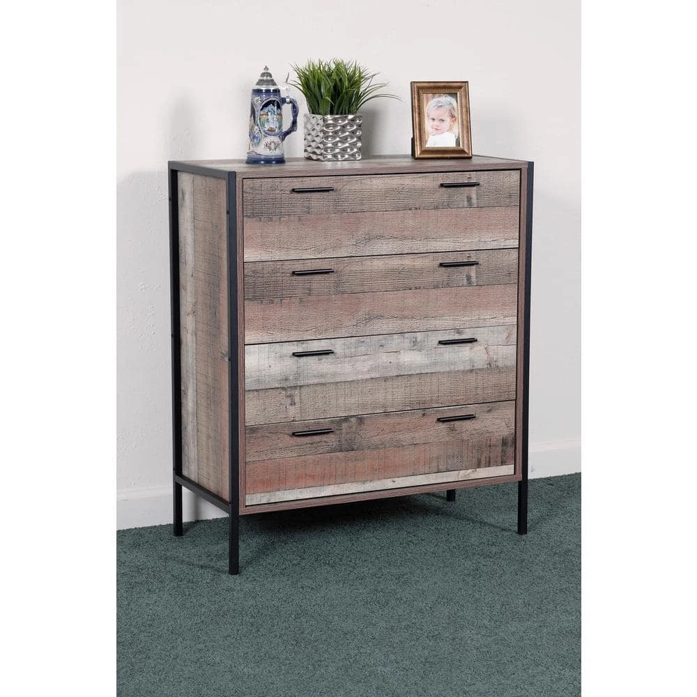 4-Spacious Drawers Rustic Reclaimed Collection Chest by OS Home and Office Furniture 4 4-Spacious Drawers Rustic Reclaimed Collection Chest by OS Home and Office Furniture - Image 2
