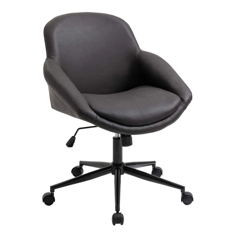 Home Office Black Faux Leather Home Office Chair with Waterfall Arms by OS Home and Office Furniture 3 Home Office Black Faux Leather Home Office Chair with Waterfall Arms by OS Home and Office Furniture