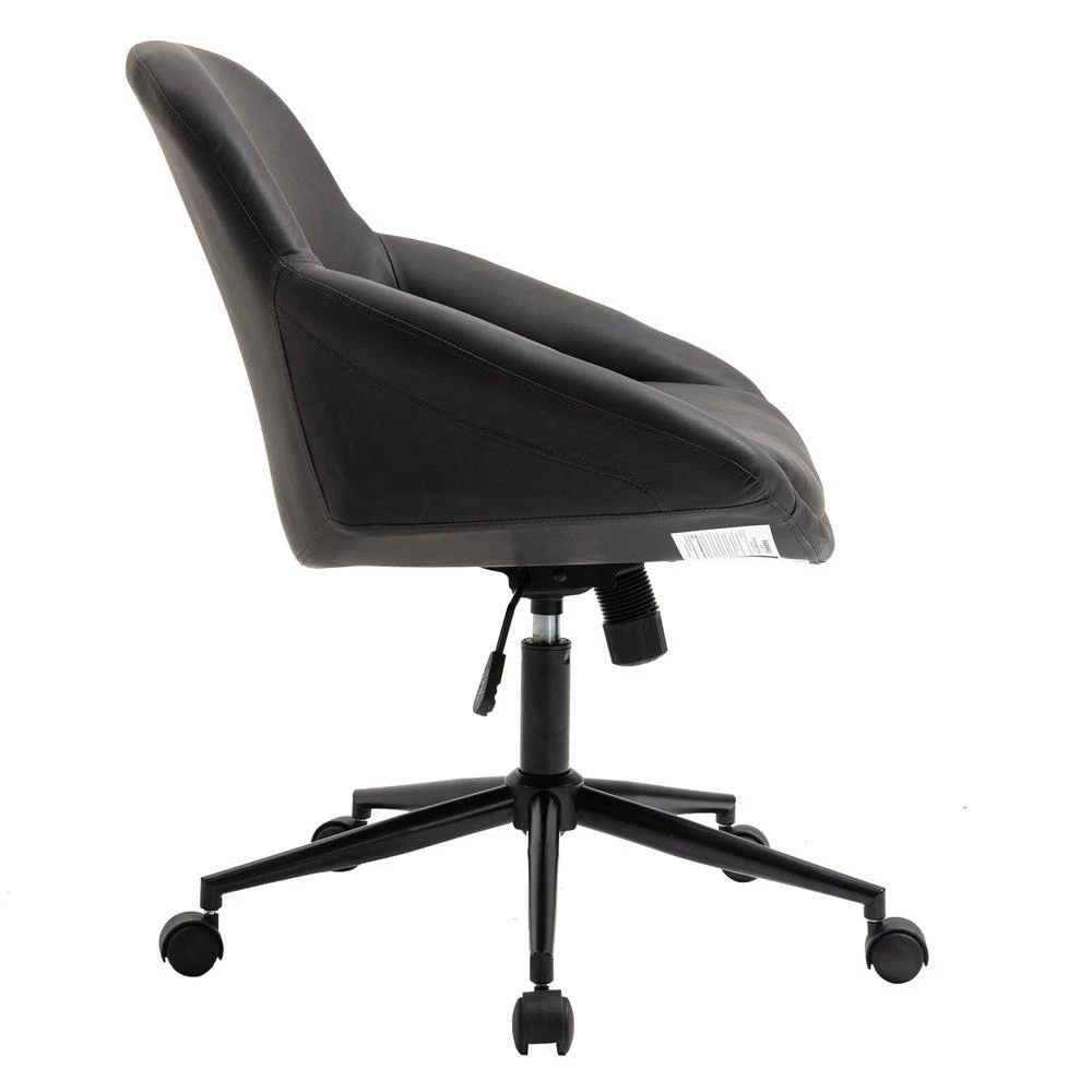 Home Office Black Faux Leather Home Office Chair with Waterfall Arms by OS Home and Office Furniture 4 Home Office Black Faux Leather Home Office Chair with Waterfall Arms by OS Home and Office Furniture - Image 2