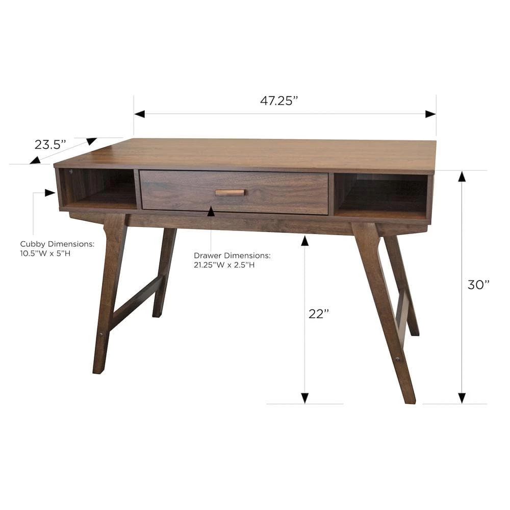 48 in. Rectangular Walnut 1 Drawer Writing Desk with Solid Wood Material by OS Home and Office Furniture 6 48 in. Rectangular Walnut 1 Drawer Writing Desk with Solid Wood Material by OS Home and Office Furniture - Image 4