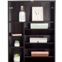 24 in. Walnut Retangular Wood Computer Desk with 2-Adjustable Shelves by Siavonce -OS Home Sales Shop walnut siavonce floating desks ly k fx96bw 4f 1000