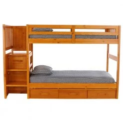 Warm Honey Series Warm Honey Twin Size Over Twin Size Staircase Bunkbed with 7-Drawers by OS Home and Office Furniture -OS Home Sales Shop warm honey os home and office furniture bunk beds 2114 tt k3 kd 1f 1000