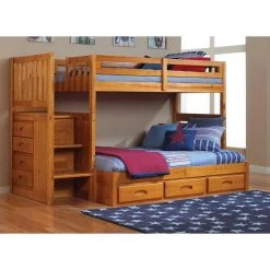 Warm Honey Mission Honey Finished Twin over Full Staircase Bunkbed with 3 Drawers by OS Home and Office Furniture -OS Home Sales Shop warm honey os home and office furniture bunk beds 2117tfk3 22 76 1000