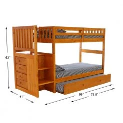 Warm Honey Mission Honey Twin Staircase Bunkbed with Twin Trundle by OS Home and Office Furniture 11 Warm Honey Mission Honey Twin Staircase Bunkbed with Twin Trundle by OS Home and Office Furniture -OS Home Sales Shop warm honey os home and office furniture bunk beds 2117tttru 22 4f 1000