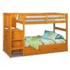 Warm Honey Mission Honey Twin Staircase Bunkbed with Twin Trundle by OS Home and Office Furniture