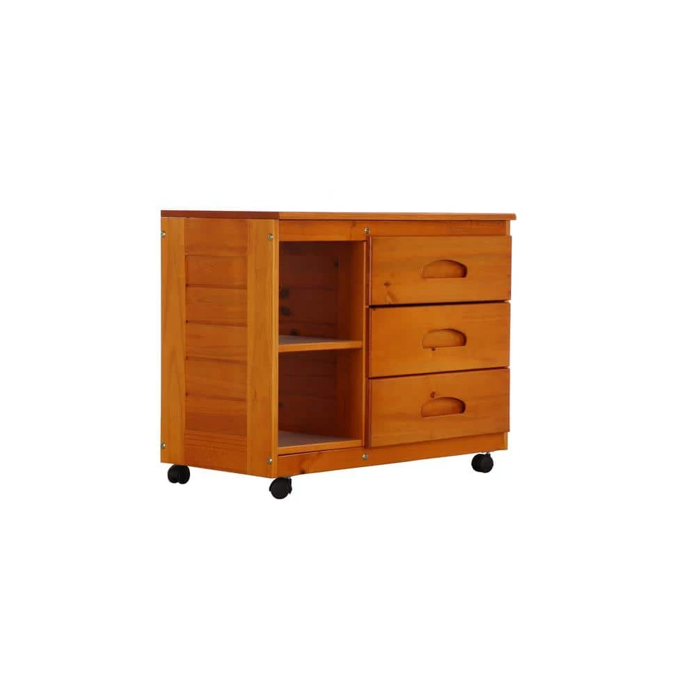 3-Drawer Warm Honey Mobile Chest of Drawers by OS Home and Office Furniture 3 3-Drawer Warm Honey Mobile Chest of Drawers by OS Home and Office Furniture