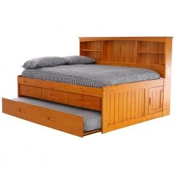 Warm Honey Series Warm Honey Full Size Daybed with 3-Drawers and Twin Size Trundle Bed by OS Home and Office Furniture