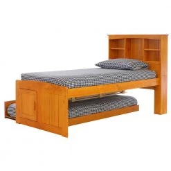Honey Mission Light Brown Twin Sized Captains Bookcase Bed with 3-Drawers and a Twin Trundle by OS Home and Office Furniture -OS Home Sales Shop warm honey os home and office furniture kids beds 82120k3 22 76 1000