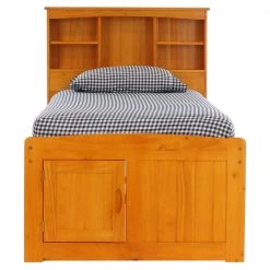 Honey Mission Light Brown Twin Sized Captains Bookcase Bed with 6-Drawers by OS Home and Office Furniture -OS Home Sales Shop warm honey os home and office furniture kids beds 82120k6 22 44 1000