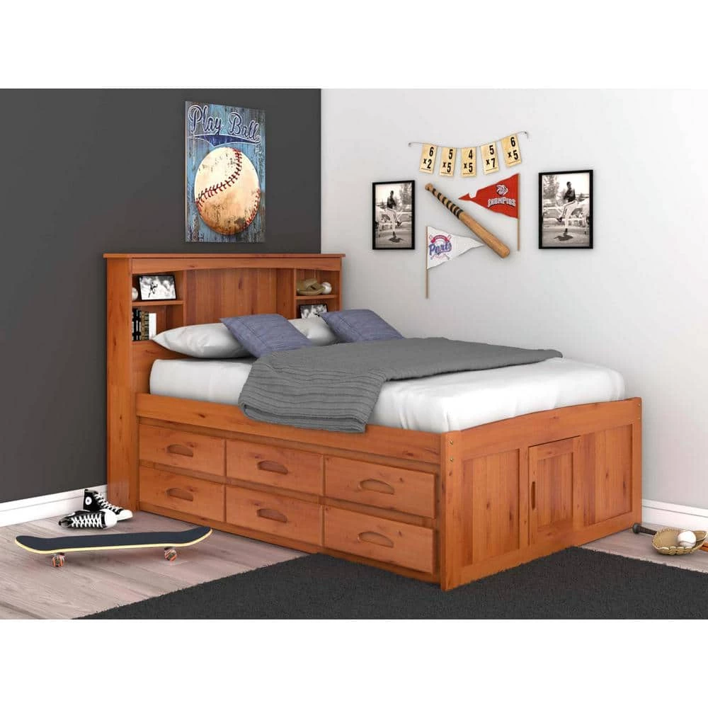 Honey Mission Light Brown Full Sized Captains Bookcase Bed with Twelve-Drawers by OS Home and Office Furniture 11 Honey Mission Light Brown Full Sized Captains Bookcase Bed with Twelve-Drawers by OS Home and Office Furniture - Image 9