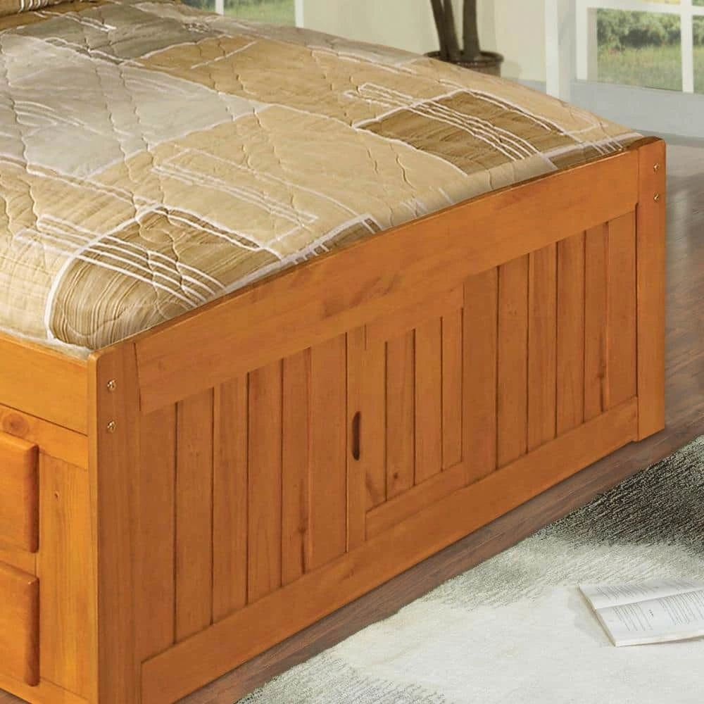 Honey Mission Light Brown Full Sized Captains Bookcase Bed with Twelve-Drawers by OS Home and Office Furniture 10 Honey Mission Light Brown Full Sized Captains Bookcase Bed with Twelve-Drawers by OS Home and Office Furniture - Image 8