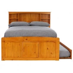 Honey Mission Light Brown Full Sized Captains Bookcase Bed with 3-Drawers and a Twin Trundle by OS Home and Office Furniture -OS Home Sales Shop warm honey os home and office furniture kids beds 82121k3 22 44 1000