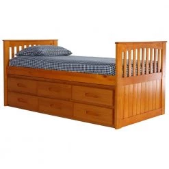 Warm Honey Series Twin Size Rake Bed Warm Honey with 12-Drawers by OS Home and Office Furniture