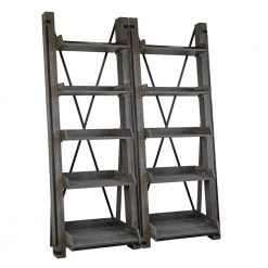 Washed Driftwood Model 33400 Industrial Open Ladder Bookcase by OS Home and Office Furniture -OS Home Sales Shop washed driftwood os home and office furniture bookcases bookshelves 33400 fa 1000