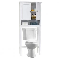 White Newport Collection Cabinet 23.6 in. W x 9 in D x 65 in. H Over the Toilet Cabinet with Doors by OS Home and Office Furniture -OS Home Sales Shop white os home and office furniture accent cabinets 25515 4f 1000