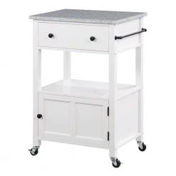 Farmhouse White Painted Kitchen Cart with Drawer and Granite Top by OS Home and Office Furniture 18 Farmhouse White Painted Kitchen Cart with Drawer and Granite Top by OS Home and Office Furniture -OS Home Sales Shop white os home and office furniture bar carts frxg 11 76 1000