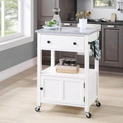Farmhouse White Painted Kitchen Cart with Drawer and Granite Top by OS Home and Office Furniture 13 Farmhouse White Painted Kitchen Cart with Drawer and Granite Top by OS Home and Office Furniture -OS Home Sales Shop white os home and office furniture bar carts frxg 11 c3 1000