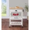 Farmhouse White Painted Kitchen Cart with Drawer and Wood Top by OS Home and Office Furniture -OS Home Sales Shop white os home and office furniture bar carts hmpnw 11 64 1000