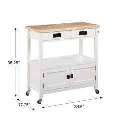 Farmhouse White Painted Kitchen Cart with Drawer and Storage Area by OS Home and Office Furniture -OS Home Sales Shop white os home and office furniture bar carts radw 11 4f 1000