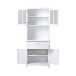 White Buffet and Hutch with Framed Glass Doors and Drawer by OS Home and Office Furniture -OS Home Sales Shop white os home and office furniture sideboards buffet tables 1 25504 c3 1000
