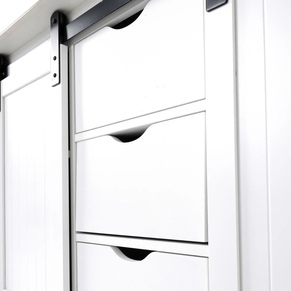 Farmhouse Series White Buffet with Sliding Barndoor and 3-Drawers by OS Home and Office Furniture 10 Farmhouse Series White Buffet with Sliding Barndoor and 3-Drawers by OS Home and Office Furniture - Image 8