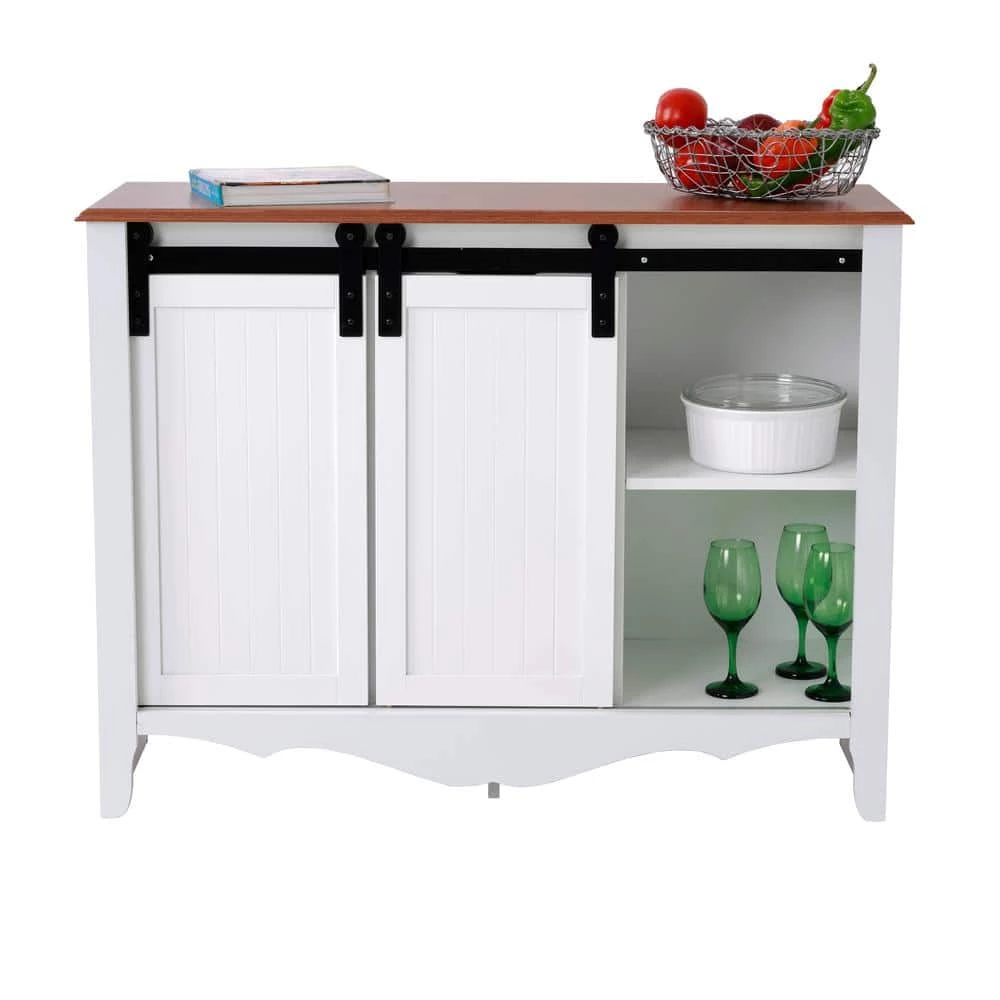 Farmhouse Series White Buffet with Sliding Barndoor and 3-Drawers by OS Home and Office Furniture 6 Farmhouse Series White Buffet with Sliding Barndoor and 3-Drawers by OS Home and Office Furniture - Image 4