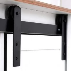 Farmhouse Series White Buffet and Hutch with Sliding Barndoor and 3-Drawers by OS Home and Office Furniture -OS Home Sales Shop white os home and office furniture sideboards buffet tables 25309k 1f 1000