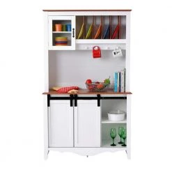 Farmhouse Series White Buffet and Hutch with Sliding Barndoor and 3-Drawers by OS Home and Office Furniture -OS Home Sales Shop white os home and office furniture sideboards buffet tables 25309k 77 1000