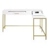 Modern Life 54 in. Rectangular White Laminate One Drawer Computer Desk with Built In Charging Tray by OS Home and Office Furniture -OS Home Sales Shop white os home and office furniture writing desks mdrld wh 64 1000