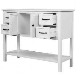43 in. White Modern Console Table Sofa Table for Living Room with 4-Drawers and 1-Shelf by Siavonce -OS Home Sales Shop white siavonce console tables u y wf194620aak 77 1000