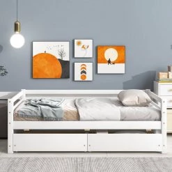 White Twin Size Daybed with two Storage Drawers by Siavonce -OS Home Sales Shop white siavonce daybeds dj y w50450915 31 1000