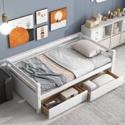 White Twin Size Daybed with two Storage Drawers by Siavonce -OS Home Sales Shop white siavonce daybeds dj y w50450915 c3 1000