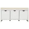 39 L x 14 W x 19.8 H in. White Storage Bench with Removale Cushion and 3 Flip Lock Storage Cubbies by Siavonce 1 39 L x 14 W x 19.8 H in. White Storage Bench with Removale Cushion and 3 Flip Lock Storage Cubbies by Siavonce -OS Home Sales Shop white siavonce dining benches t y wf195385aak 64 1000