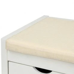 39 L x 14 W x 19.8 H in. White Storage Bench with Removale Cushion and 3 Flip Lock Storage Cubbies by Siavonce -OS Home Sales Shop white siavonce dining benches t y wf195385aak 66 1000