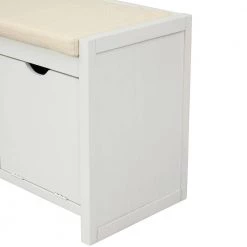 39 L x 14 W x 19.8 H in. White Storage Bench with Removale Cushion and 3 Flip Lock Storage Cubbies by Siavonce -OS Home Sales Shop white siavonce dining benches t y wf195385aak 76 1000