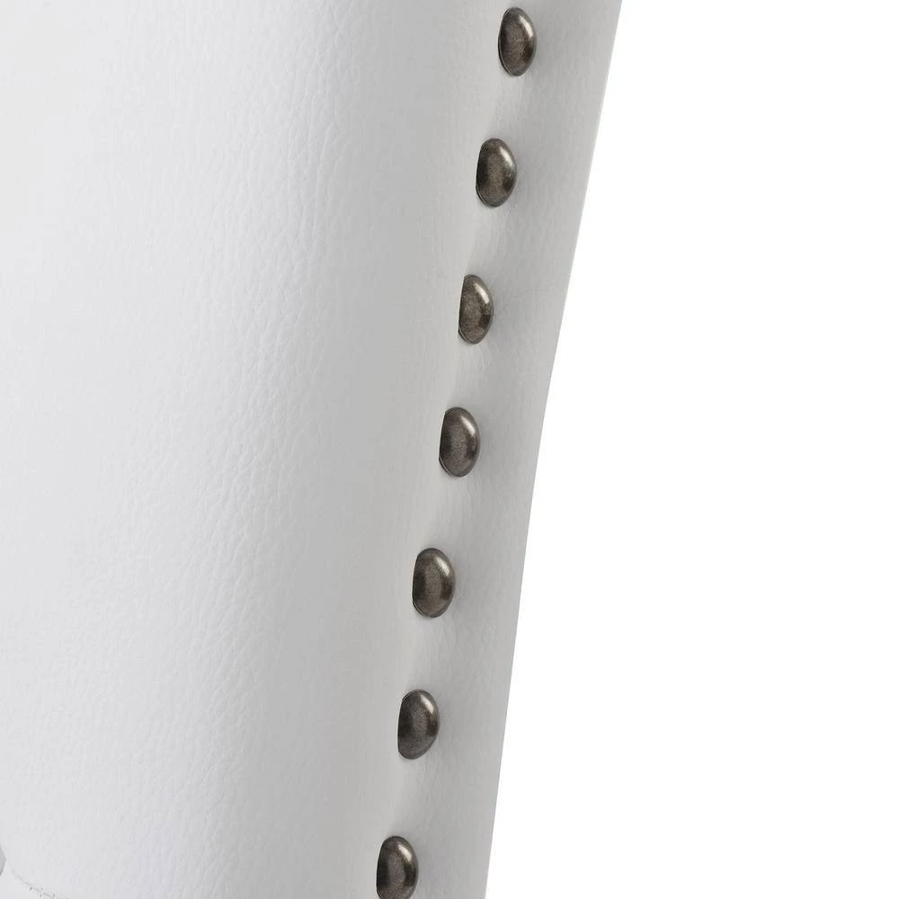 Solid Wood Legs White Dining Room Dining Chair with Antique Gold Finish for Dining Room by Siavonce 7 Solid Wood Legs White Dining Room Dining Chair with Antique Gold Finish for Dining Room by Siavonce - Image 5