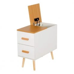 12.5 in. Width White Metal Frame End or Side Table with 2-Drawer by Siavonce