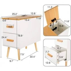 12.5 in. Width White Metal Frame End or Side Table with 2-Drawer by Siavonce 9 12.5 in. Width White Metal Frame End or Side Table with 2-Drawer by Siavonce -OS Home Sales Shop white siavonce end side tables ly y fx1165 c3 1000