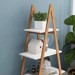 Solid Bamboo Wood Oxford "A" Frame Ladder Display Bookshelf by Siavonce 10 Solid Bamboo Wood Oxford "A" Frame Ladder Display Bookshelf by Siavonce -OS Home Sales Shop white siavonce furniture parts dj y w28222283 1f 1000