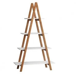 Solid Bamboo Wood Oxford "A" Frame Ladder Display Bookshelf by Siavonce