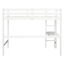 White Twin Size Loft Bed with built-in desk by Siavonce -OS Home Sales Shop white siavonce loft beds dj y w50450911 1f 1000