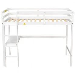 White Twin Size Loft Bed with built-in desk by Siavonce