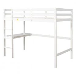 White Twin Size Loft Bed with built-in desk by Siavonce -OS Home Sales Shop white siavonce loft beds dj y w50450911 76 1000