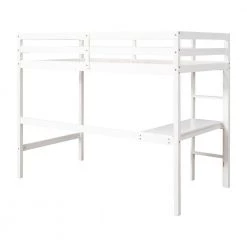 White Twin Size Loft Bed with built-in desk by Siavonce -OS Home Sales Shop white siavonce loft beds dj y w50450911 fa 1000