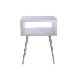 Modern Simple Acrylic White Mirror End Table Nightstand (17.9 L x 23.2 in. H) by Siavonce