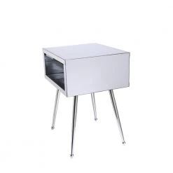 Modern Simple Acrylic White Mirror End Table Nightstand (17.9 L x 23.2 in. H) by Siavonce -OS Home Sales Shop white siavonce nightstands cm y w39523857 76 1000