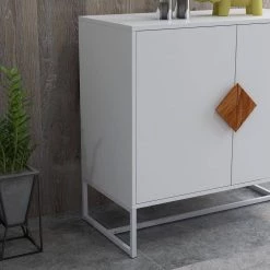 31.77" White Solid Wood Square Handle 2 Door Sideboard by Siavonce -OS Home Sales Shop white siavonce sideboards buffet tables dj y w28222273 1f 1000