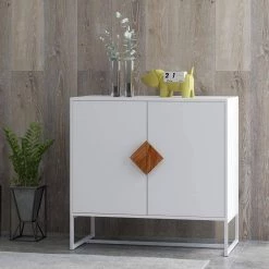 31.77" White Solid Wood Square Handle 2 Door Sideboard by Siavonce -OS Home Sales Shop white siavonce sideboards buffet tables dj y w28222273 31 1000