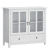 White Buffet Storage Cabinet with Double Glass Doors and Unique Bell Handle by Siavonce 2 White Buffet Storage Cabinet with Double Glass Doors and Unique Bell Handle by Siavonce -OS Home Sales Shop white siavonce sideboards buffet tables dj y w28227723 64 1000